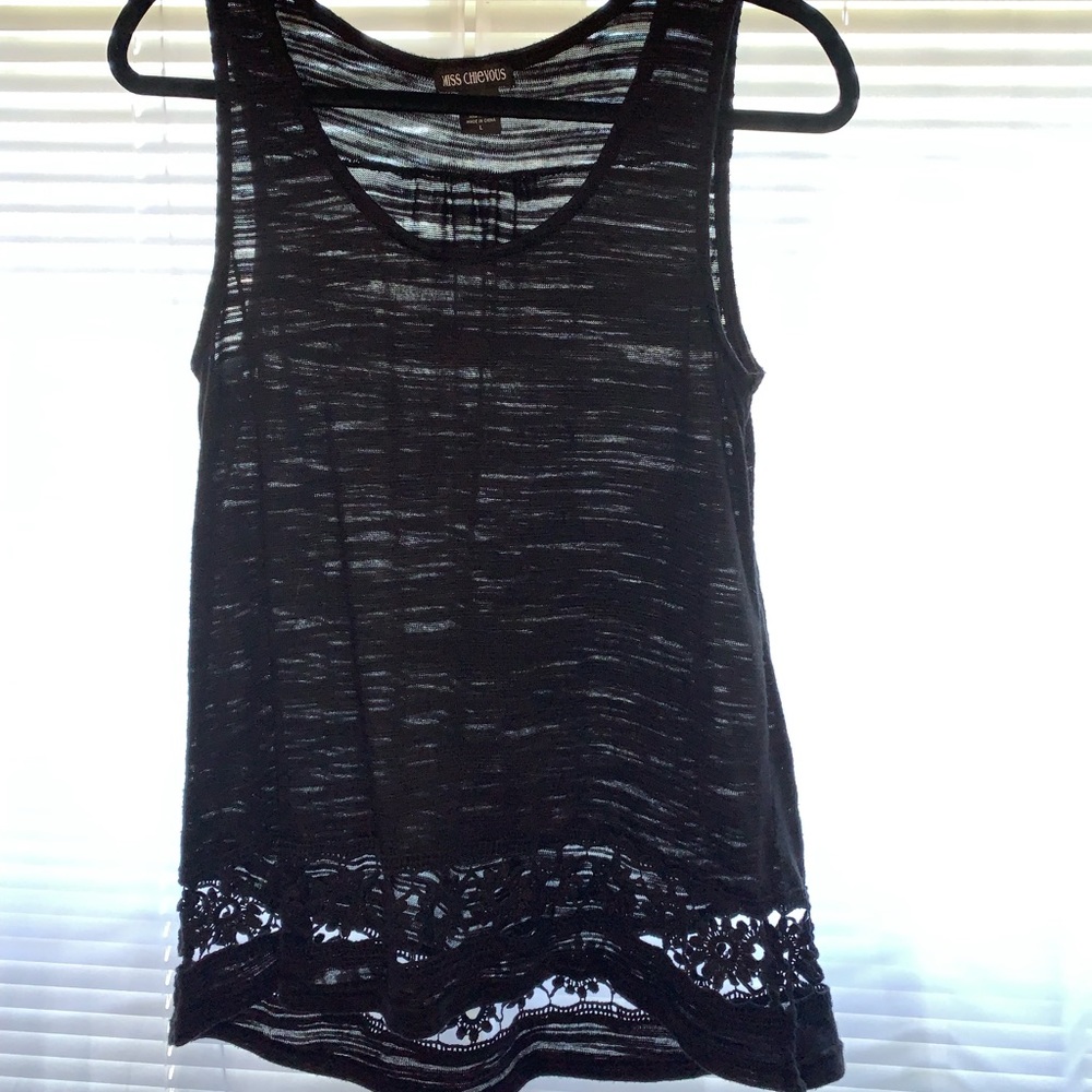 Black tank top with floral detail